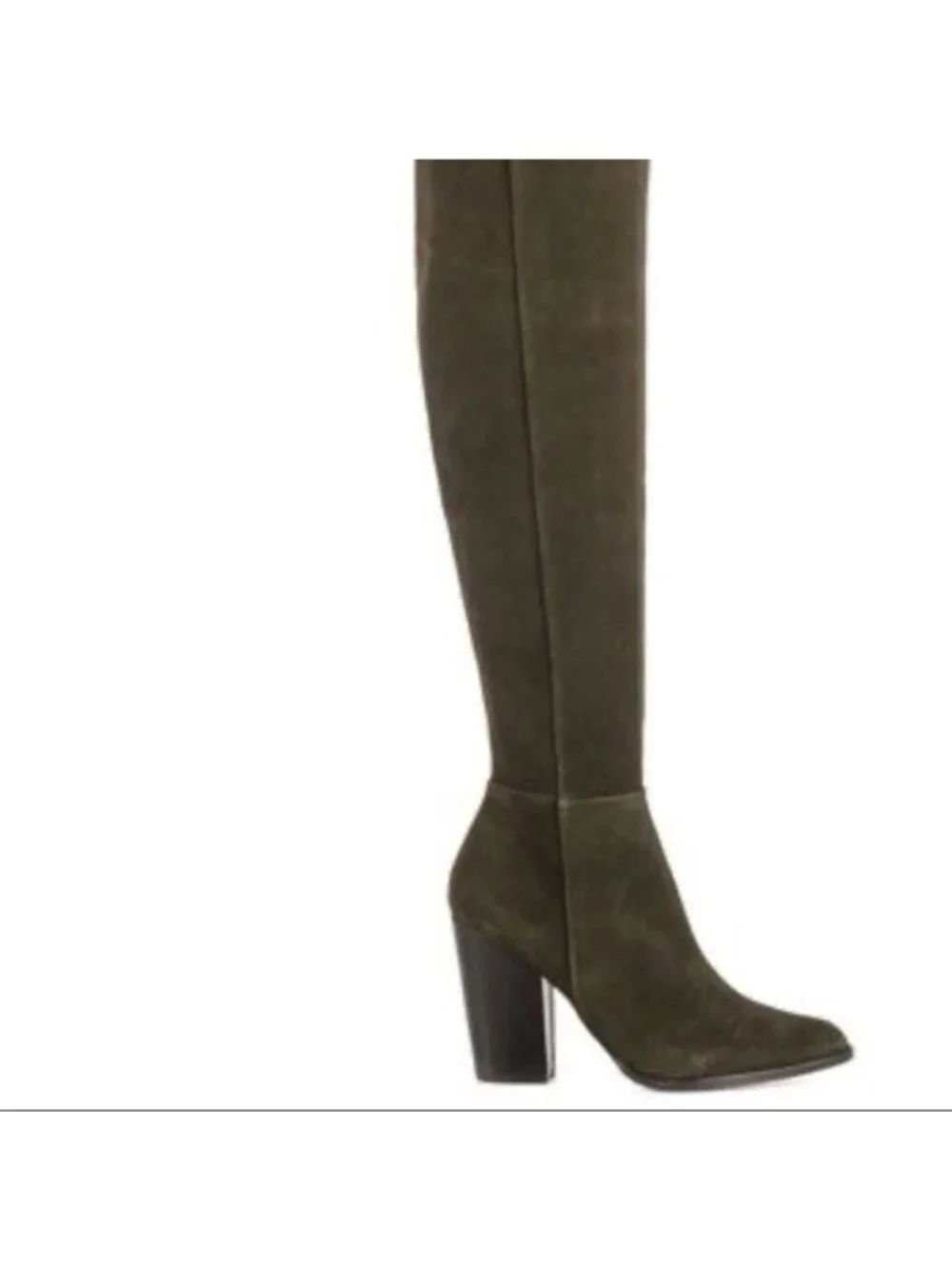 Aldo Women's 6.5 Green Khaki Over the Knee Heeled Boots Fall Autumn Career